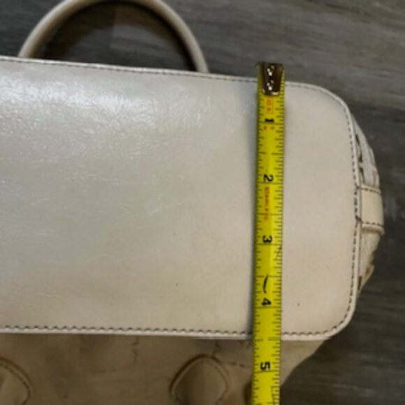 🧡3/15 LizClaiborne Cream Canvas Handbag Gold-Tone Zipper Pull - Picture 6 of 12